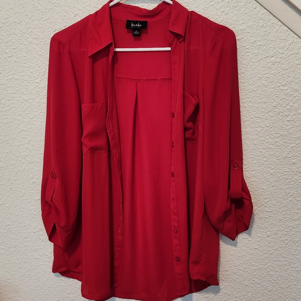 Sheer button down top